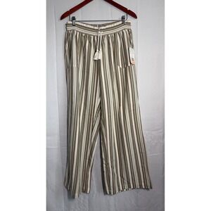 Palm Rio Wide Leg Pants Striped Viscose Tassel Drawstring Boho Coastal XL